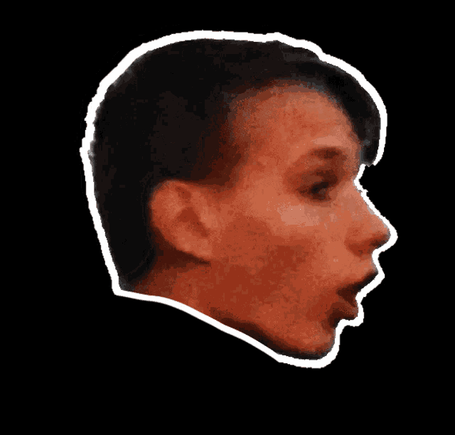 a drawing of a man with his mouth open