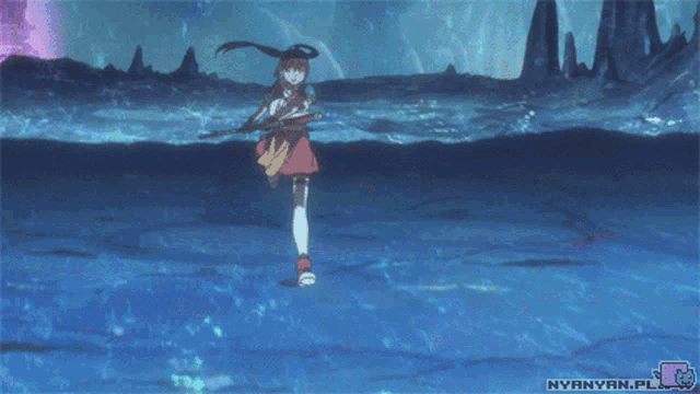 a cartoon of a girl falling into a cave with nyannyan.pl written on the bottom