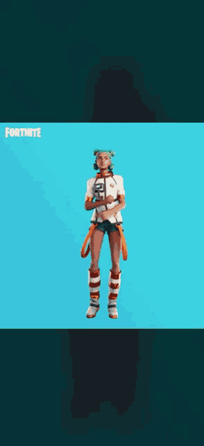 a girl with green hair is dancing in a fortnite game