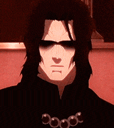 a close up of a cartoon character with a necklace on his neck