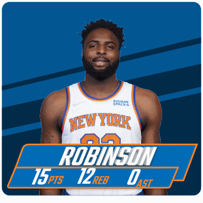 a man in a new york jersey with the name robinson on it