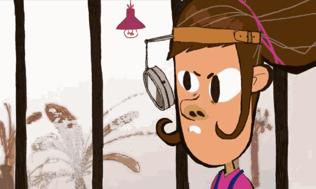 a cartoon of a girl wearing a headband with a magnifying glass on it