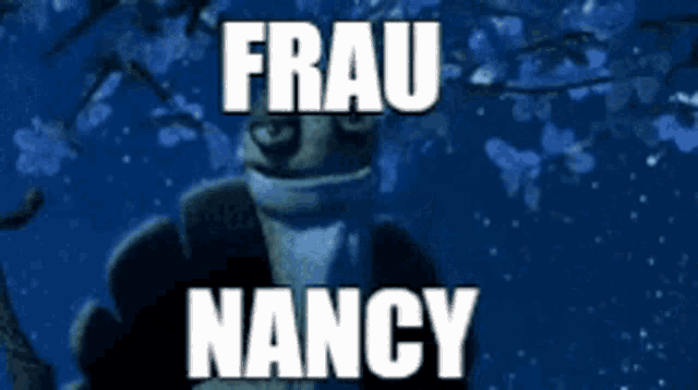 a picture of a monkey with the words frau nancy written on it