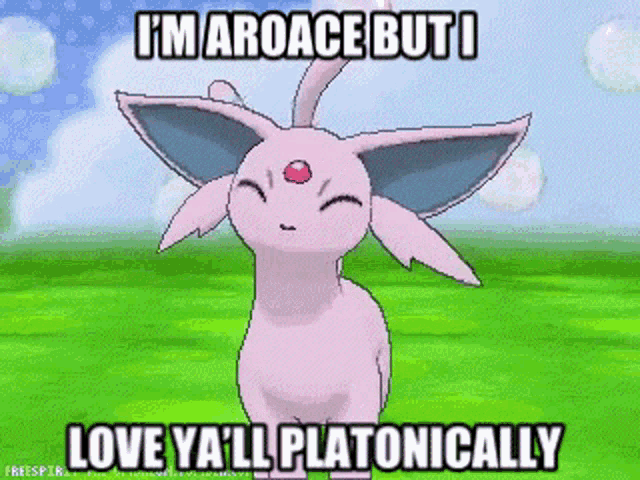 a cartoon of a pink pokemon with the words i 'm maroace but i love ya 'll platonically