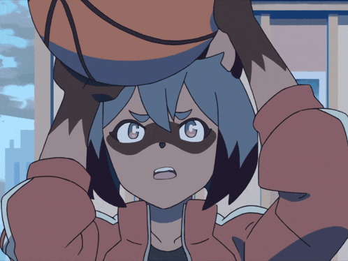 a cartoon character with the letter g on her face holds a basketball