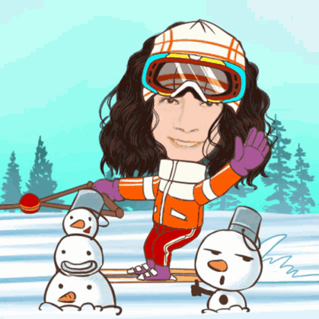 a cartoon of a person wearing goggles and a hat