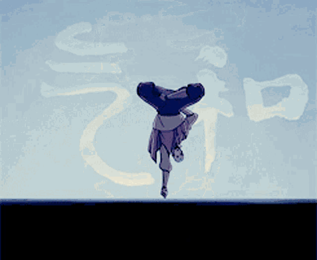 a drawing of a person in the air with the number 10 behind them