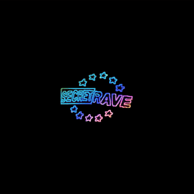a neon sign that says secretrave in a circle of stars