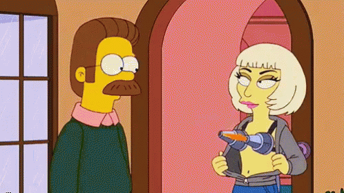 Lady Gaga'S Flaming Tits - The Simpsons GIF - The Simpsons Lady Gaga Ned Flanders GIFs