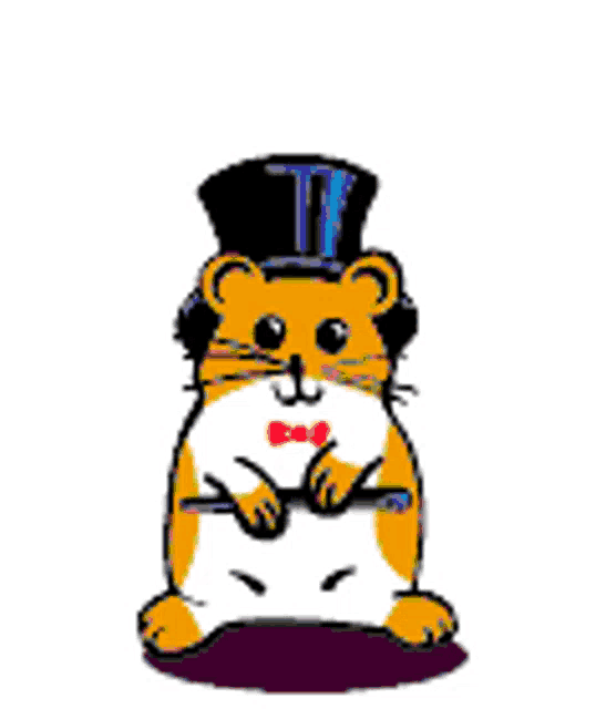 a hamster wearing a top hat and a cane