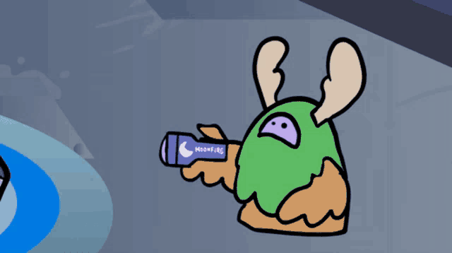 a cartoon moose is holding a flashlight that says moonlight