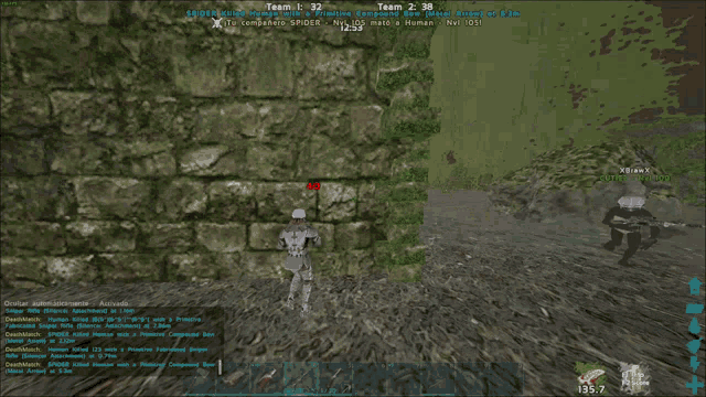 a screenshot of a video game shows a man standing in the middle of a field