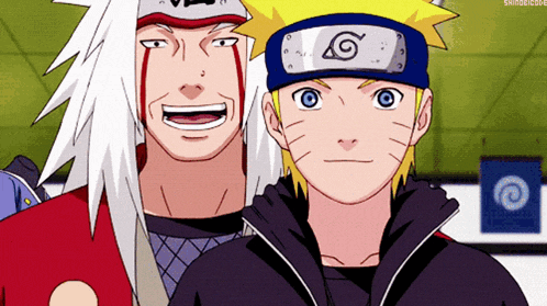 naruto and jiraiya pose for a picture together