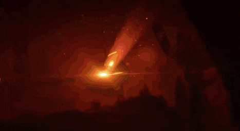 a red background with a light coming out of the center