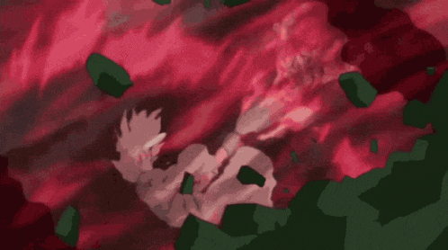 a person is laying on the ground in a red and green background