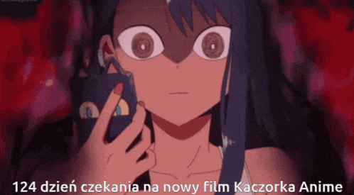 a cartoon of a girl with a mask on her face and the words 124 dzien czekania na nowy film kaczorka anime