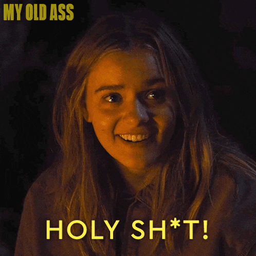 a picture of a woman with the words holy sh * t on the bottom