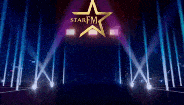 a logo for star fm is displayed on a dark background
