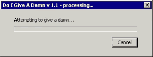 a computer screen that says do i give a damn v1.1 processing