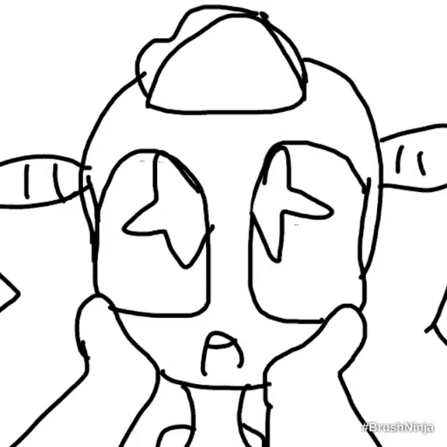 a black and white drawing of a person 's face with the hashtag #brushninja on the bottom