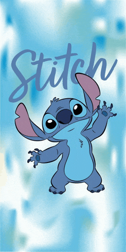 a picture of stitch with the word stitch written on it