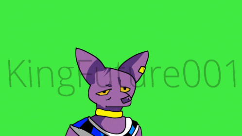 a cartoon drawing of a purple face with a yellow eye and the words king picture 001 behind it