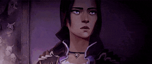 a close up of a cartoon character 's face with a purple background .