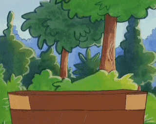a cartoon character with a green hat is peeking out of a box