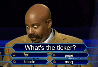 a man is being asked what 's the ticker on a game show