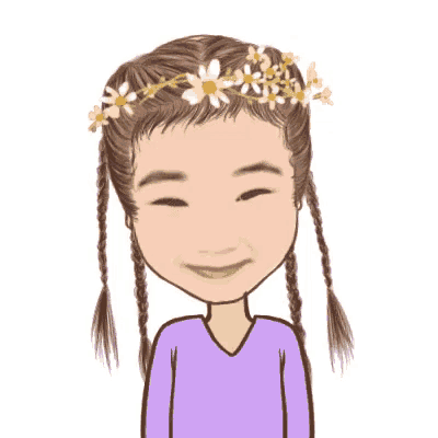 a cartoon of a girl with braids and a flower crown on her head