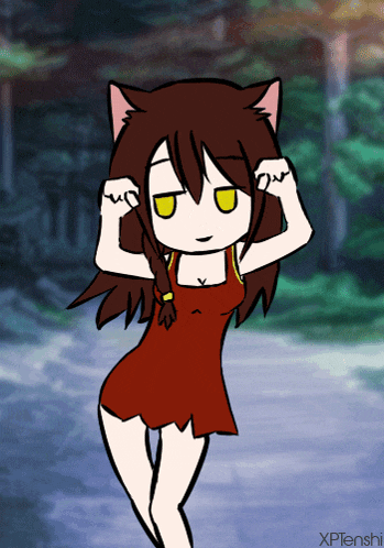 a drawing of a girl with cat ears and the name xptenshi on the bottom right