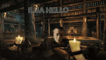 a screenshot of a video game with the words " ilua hello "