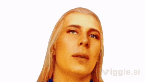 a close up of a woman 's face with a white background and the words vigge.ai below it