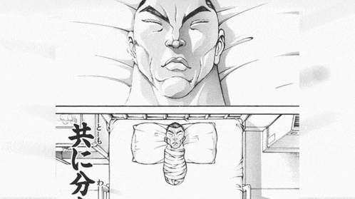 a black and white drawing of a man laying on a bed with his eyes closed