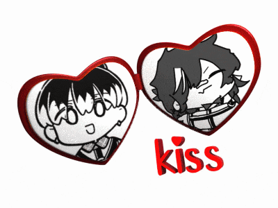 a couple of heart shaped glasses with the word kiss on the bottom