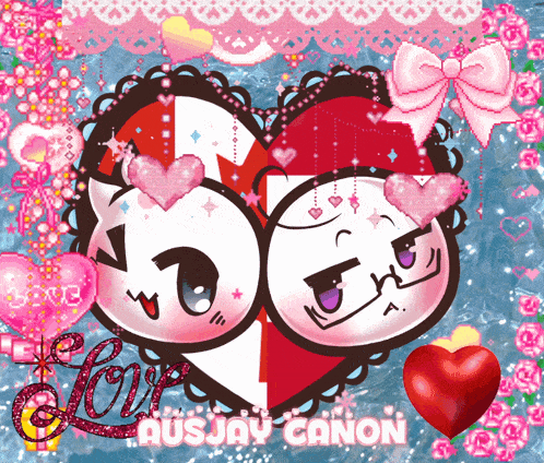 a picture of two hearts with the words love ausjay canon on the bottom