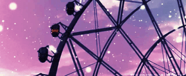 a picture of a ferris wheel with a purple sky in the background and the letters ff on the bottom right