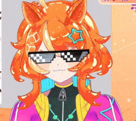 a cartoon character wearing sunglasses with a star in her hair