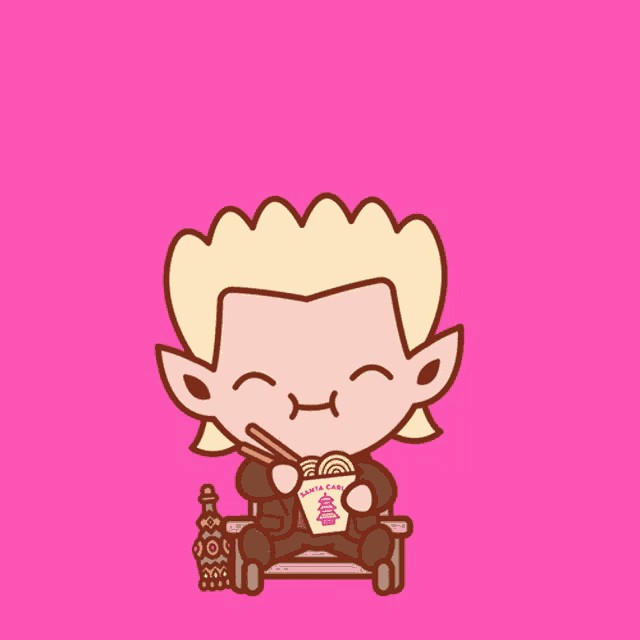 a cartoon of a man eating noodles with chopsticks and the words they 're only noodles michael