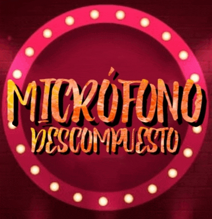 a sign that says microfono descompuesto in a circle