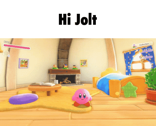 a video game scene with the words hi jolt on the top