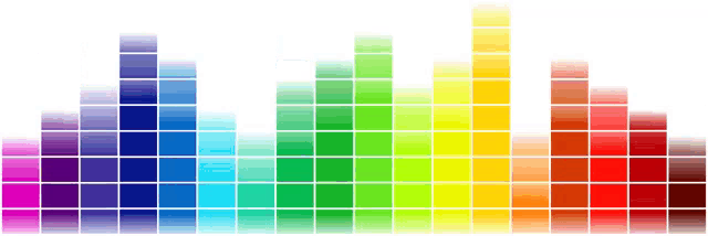 a rainbow colored equalizer with a white background