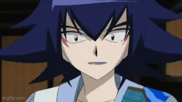 a close up of a person 's face with a blue haired anime character .