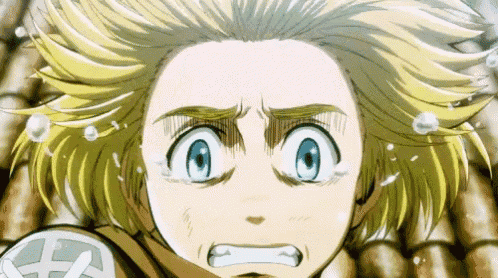 a close up of a cartoon character 's face with tears coming out of his eyes