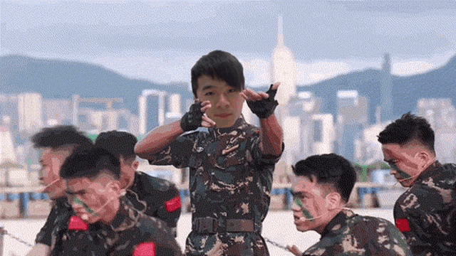 a group of soldiers with their faces painted in different colors