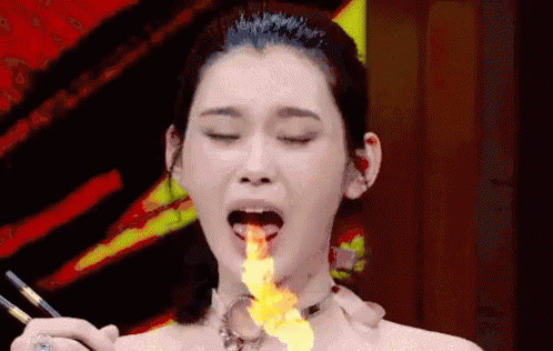 奚梦瑶，喷火，辣 GIF - Spicy Xi Meng Yao On Fire GIFs