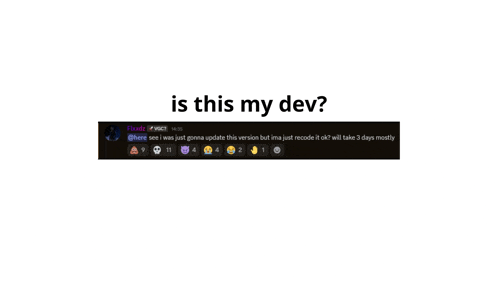 a screenshot of a discord conversation with the question " is this my dev "