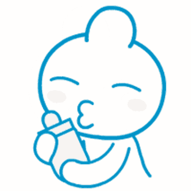 a cartoon drawing of a baby holding a baby bottle