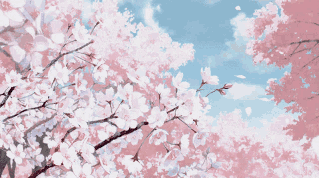 a painting of a tree with pink and white flowers