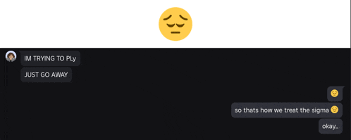 a screenshot of a conversation between two people with one saying " im trying to ply "